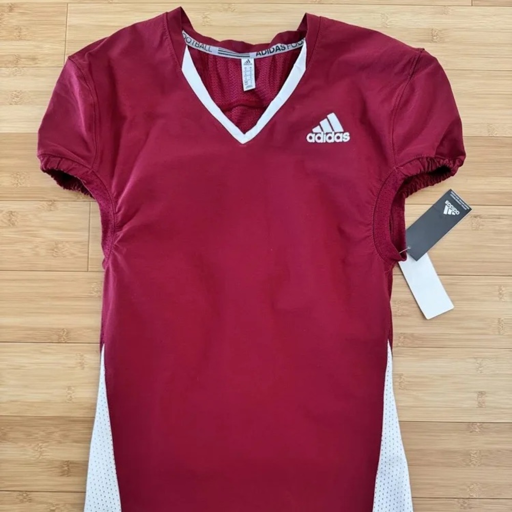 adidas Red Athletic Shirt with Black and White Logo Patch